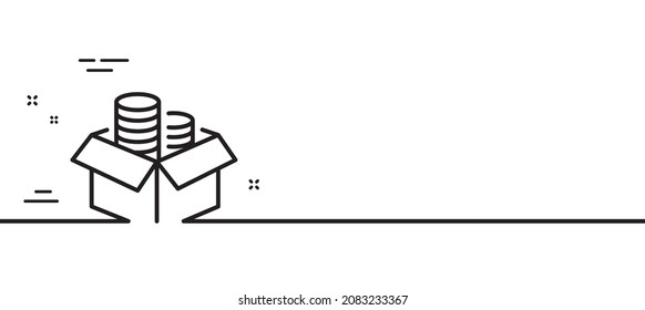 Money box line icon. Financial trade sign. Investment symbol. Minimal line illustration background. Money box line icon pattern banner. White web template concept. Vector