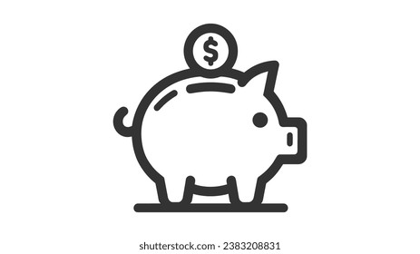 Money box line icon isolated on white background.