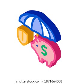 money box protection icon vector. isometric money box protection sign. color isolated symbol illustration