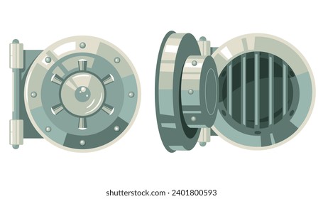 Money box safe protection storage savings wealth concept. Vector flat graphic design illustration