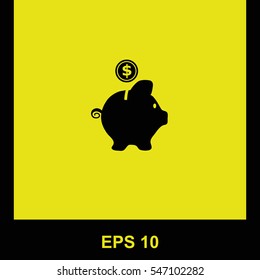 Money box vector black icon. Isolated illustration. Business picture.