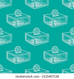 Money box vector seamless pattern