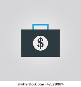 money briefcase icon. money briefcase sign. money briefcase vector