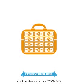 money briefcase icon vector