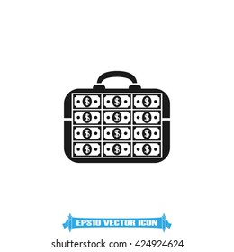 money briefcase icon vector