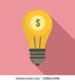 Money bulb idea icon. Flat illustration of money bulb idea vector icon for web design