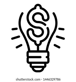 Money Bulb Idea Icon. Outline Money Bulb Idea Vector Icon For Web Design Isolated On White Background