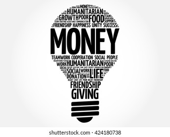 Money bulb word cloud collage concept