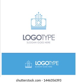 Money, Bundle, Bucks, Transfer Blue outLine Logo with place for tagline
