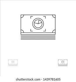 Money, Bundle, Cash, Dollar Bold and thin black line icon set