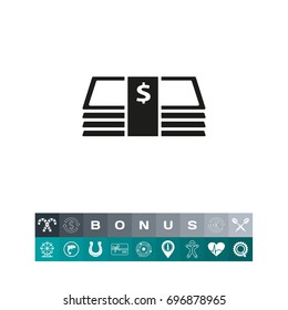 Money bundle with dollar sign simple icon