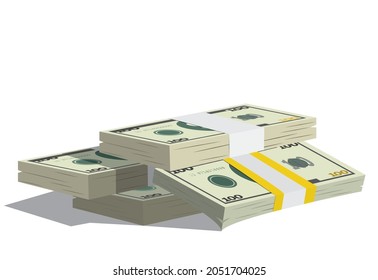 Money bundle of dollars bank notes. Pack of dollars. Vector illustration eps10