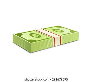 Money bundle of dollars bank notes. Pack of dollars. Vector illustration. Packs of dollars money