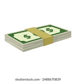 Money bundle flat vector illustration isolated on white background. Money stack vector design