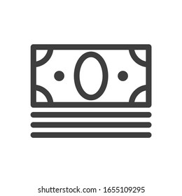 Money bundle icon. Minimalistic linear execution of paper money. Isolated vector on a white background.