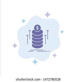 Money, Bundle, Transfer, Coins Blue Icon on Abstract Cloud Background