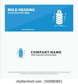 Money, Bundle, Transfer, Coins Solid Icon Website Banner and Business Logo Template