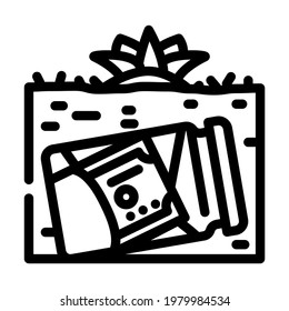 money buried in garden line icon vector. money buried in garden sign. isolated contour symbol black illustration