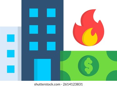 Money Burn Icon Flat Vector Illustration