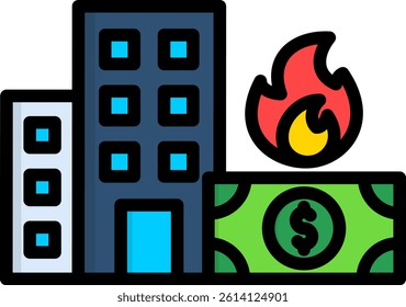 Money Burn Icon Lineal Color Vector Illustration