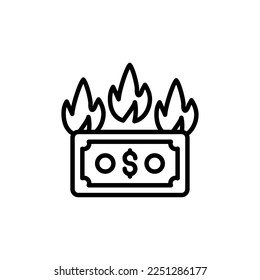 Money Burning icon in vector. Logotype