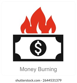 Diseño de concepto de icono de Vector de quema de dinero