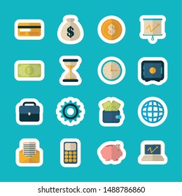 money business finance icons flat design vector illustration