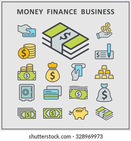 Money business finance vector icons