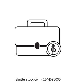 money business financial briefcase coin line style icon vector illustration