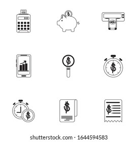 money business financial trade commerce icons set line style icon vector illustration