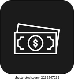 Money Business icon with black filled line style. cash, payment, finance, dollar, coin, investment, pay. Vector illustration