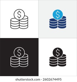 Money business icon. Finance icon. Money cash symbol. Icons design compatible for balance, financial, dollar, wealth, asset, earning, payment, salary. Vector illustration.