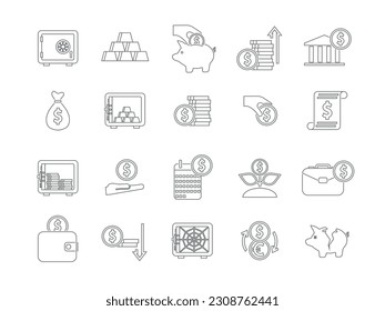 Money and business icons. Vector illustration.
