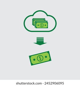 Money business illustration downloading on gray background