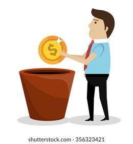 Money and business investment graphic design, vector illustration