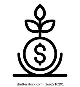 Money business plant icon. Outline money business plant vector icon for web design isolated on white background