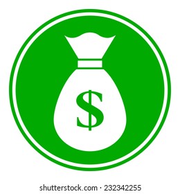 Money button on white background. Vector illustration.