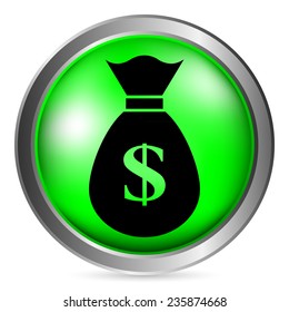 Money button on white background. Vector illustration.