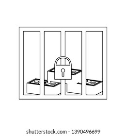 money in a cage icon. Element of banking for mobile concept and web apps icon. Outline, thin line icon for website design and development, app development