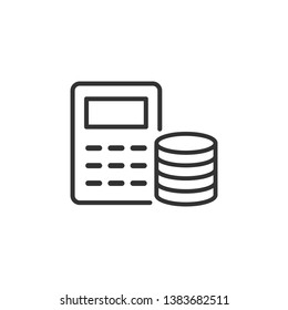 Money Calculation Icon In Flat Style. Budget Banking Vector Illustration On White Isolated Background. Financial Payment Business Concept.