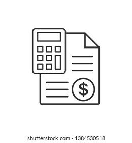 Money Calculation Icon In Flat Style. Budget Banking Vector Illustration On White Isolated Background. Financial Payment Business Concept.