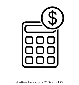Vector de icono de cálculo de dinero. Logo de la ilustración bancaria presupuestaria. Símbolo de pago financiero.