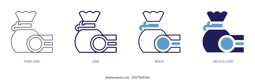 Money calculations icon in 4 different styles. Thin Line, Line, Bold, and Bold Line. Duotone style. Editable stroke.
