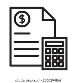 money and calculator icon line isolated