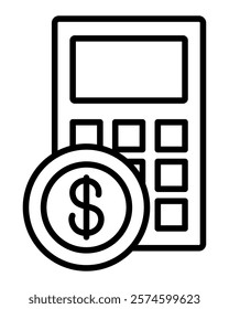 money and calculator icon line isolated