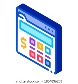 money calculator icon vector. isometric money calculator sign. color isolated symbol illustration