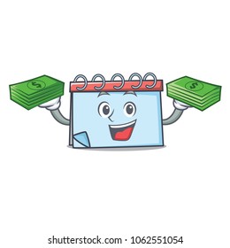 With money calendar mascot cartoon style
