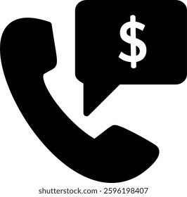 Money call icon. Telephone and dollar speech vector icon. vector and not AI. Replaceable vector design.