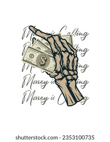 Money is calling me phone call t-shirt design