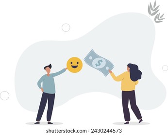 Money can buy happiness, philosophy or life success dilemma, financial goal vs work life balance and enjoy life concept.